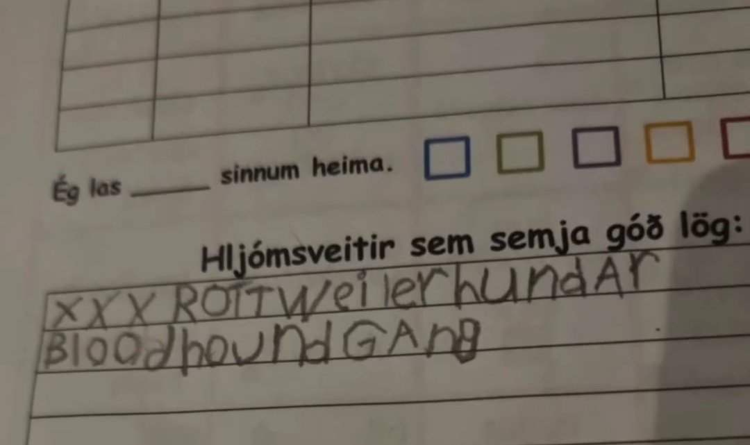 8 ára drengurinn að vinna heimaverkefni. Tónlistaruppeldið að skila sér 🤣❤️