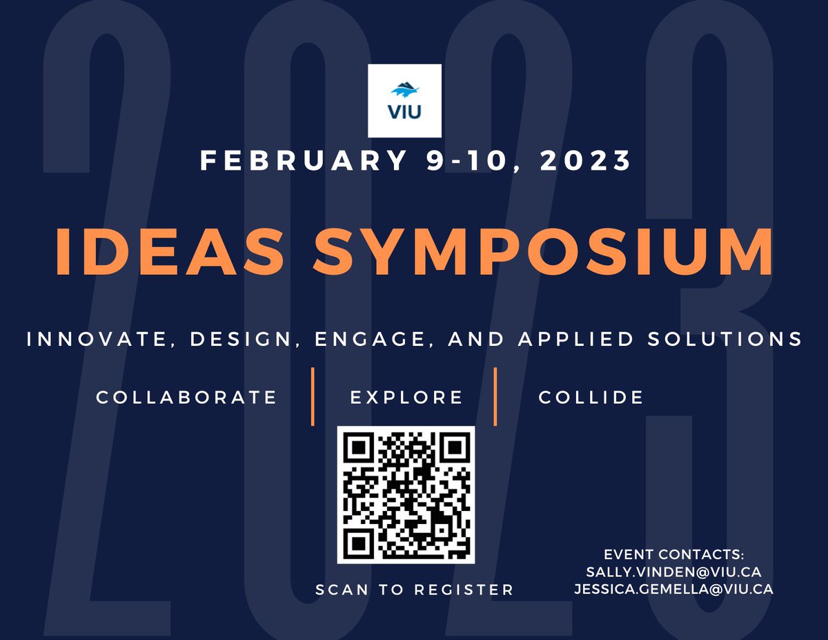 Dr Sally Vinden <a href="/VindenSally/">sally vinden</a> and I are excited to be launching the IDEAS Applied Research Symposium on February 9 and 10, 2023, at Vancouver Island University.  

Register at Eventbrite (IDEAS_Symposium.eventbrite.ca)
#appliedresearch #tvet #viuniversity <a href="/VIUniversity/">VIU</a> <a href="/viunews/">VIU News</a>