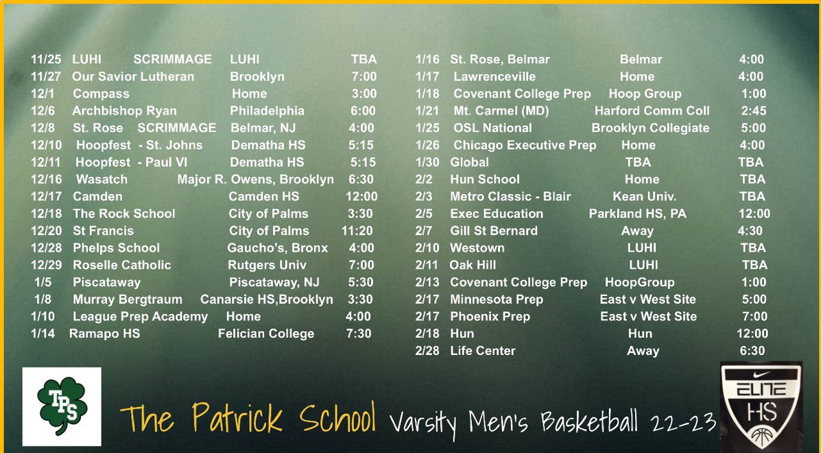 Updated schedule