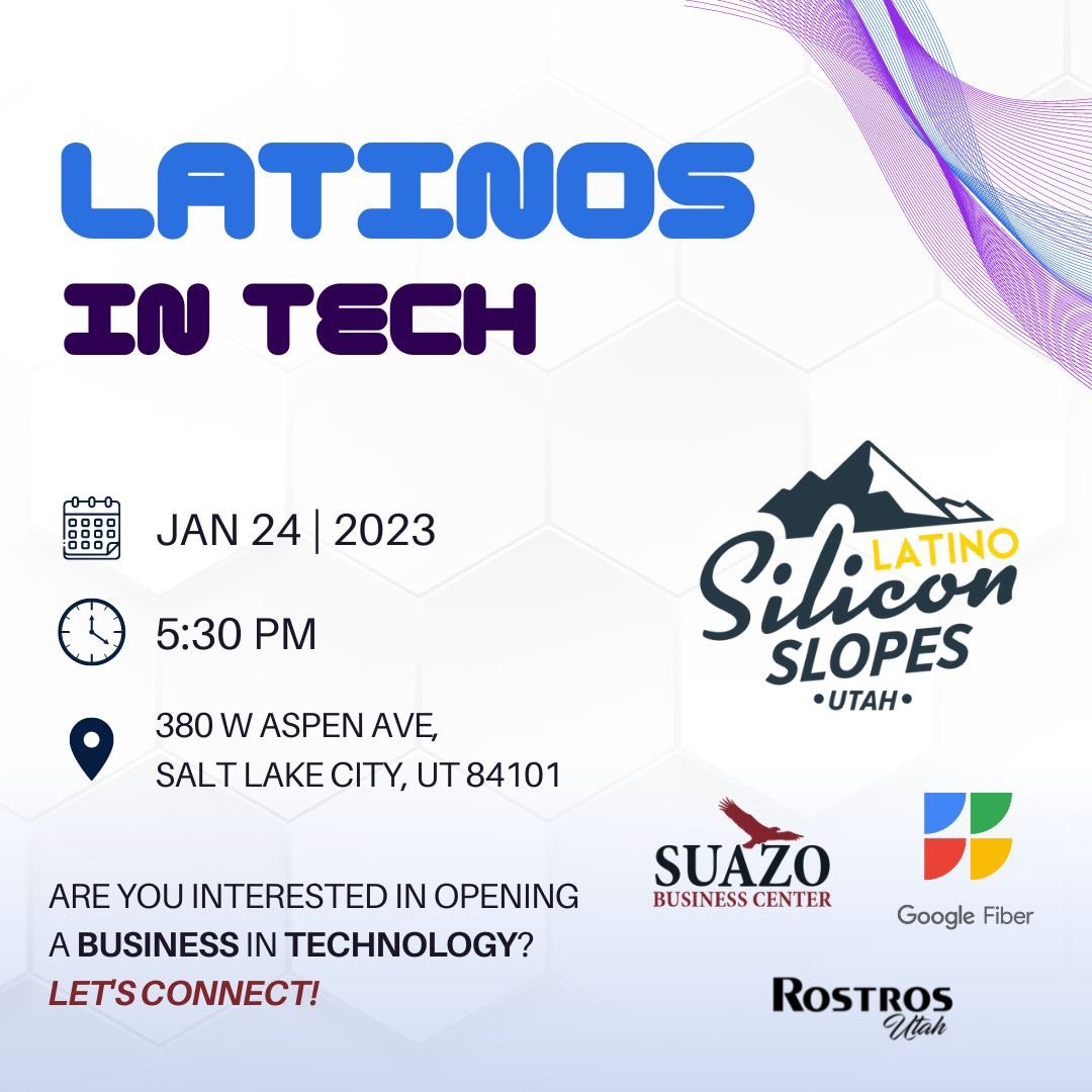 LatinoSlopes's tweet photo. IT'S TOMORROW!!!
Our #utahtechweek event is coming tomorrow, people!
#people #event #latinos https://t.co/DrKpbtYchs