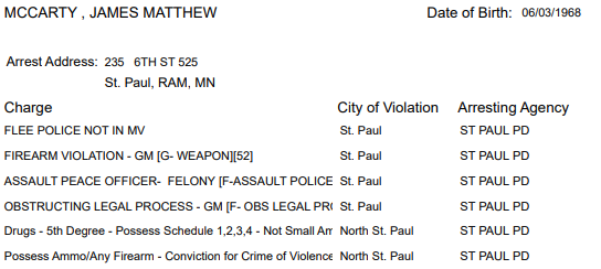 CrimeWatchMpls's tweet photo. 2/
UPDATED suspect:
Chronic repeat offender James Matthew McCarty, 06/03/1968.

37 prior convictions including 20 felonies.

Time for #3StrikesMN.
#MNLEG, do something that matters, for once.

. https://t.co/BIB2Pr1X63