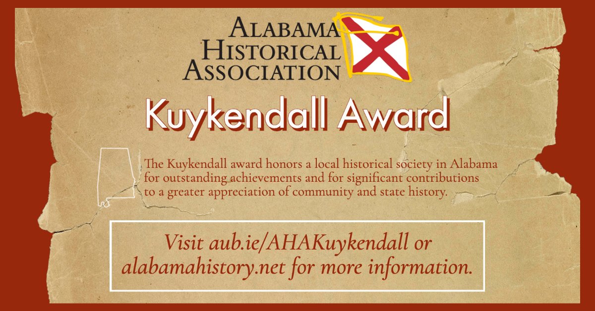 The nominations deadline for the Digital History Award and Kuykendall Award has been extended to February 15. Awards will be given at the Annual Meeting in Prattville April 13-15, 2023.- mailchi.mp/e2f9b6029324/p…