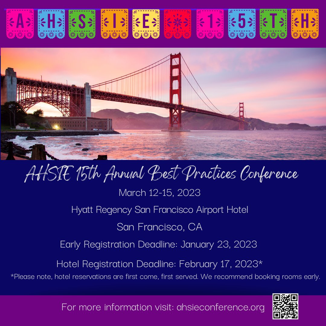 ahsieducators's tweet image. EARLY REGISTRATION ENDS TODAY! Over 50 sessions and a dozen talks to choose from. Visit our #ahsie2023 conference website to learn about the sessions, talks, and more available at the conference. #ahsieeducators #hsi