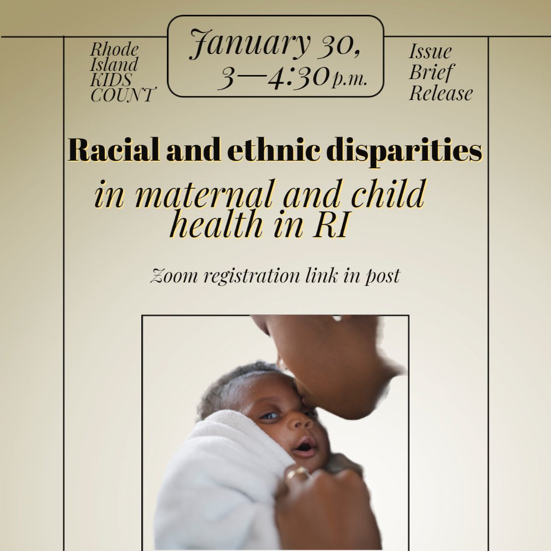 Taking a quick break from writing to remind everyone @RIKidsCount is releasing a brief 'Racial and Ethnic Disparities in Maternal, Infant, and Young Children's Health in Rhode Island'  1️⃣ week from today!

A great way to honor #MaternalHealthAwarenessDay is to register below