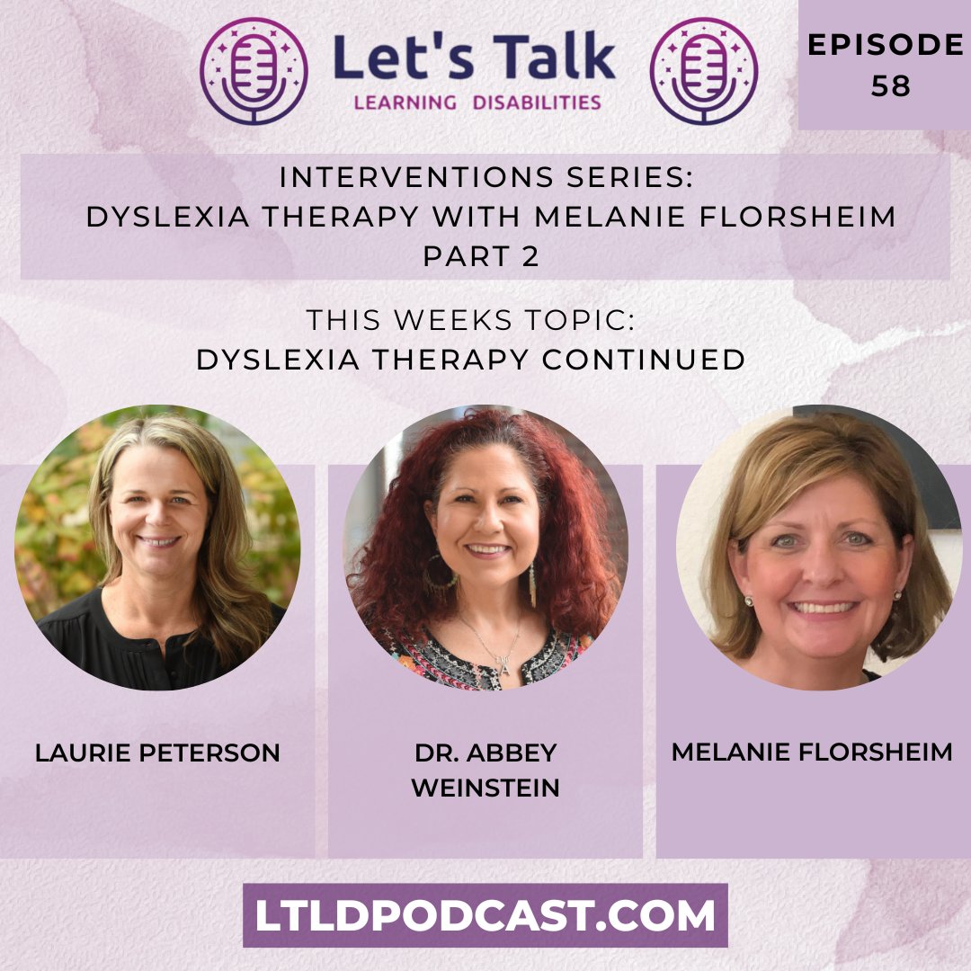 lets_learning's tweet image. In this episode, we continue our discussion with Dyslexia Therapist, Melanie Florsheim. Melanie provides more detail on the purpose of Dyslexia Therapy, the benefits of early intervention, and what kind of services are available to adults! 

ltldpodcast.com/podcast/episod…