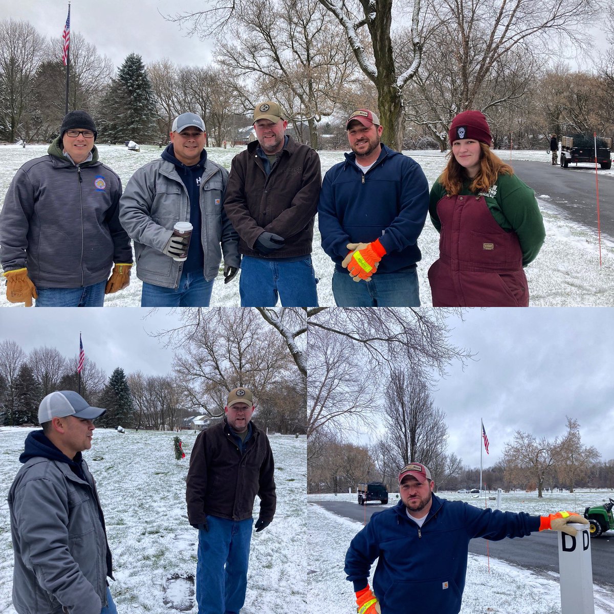 Local 43 Veteran’s Committee members Hailey Parker, Bill Towsley, Ryan Cabelis, Austin Quenneville, &amp; Kevin Mullen helping out in our community by clean up wreaths at the Onondaga County Veterans Memorial Cemetery.
Nice work Brother’s &amp; Sister! 
#Local43VeteransCommittee! 🇺🇸🇺🇸