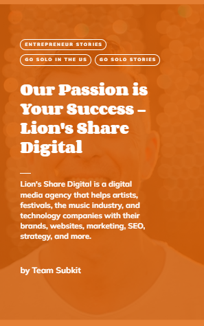 LionsShareDigi's tweet photo. "I wake up every day to help artists, festivals, and music companies achieve their dreams"
Our founder, Jesse Brede, had an interview with https://t.co/kyUcsNmKYG
Give it a read and see his top four tips on growing a new business.
#webdesign #enterpreneur #music @wearesubkit https://t.co/4OzZMC2Y6h