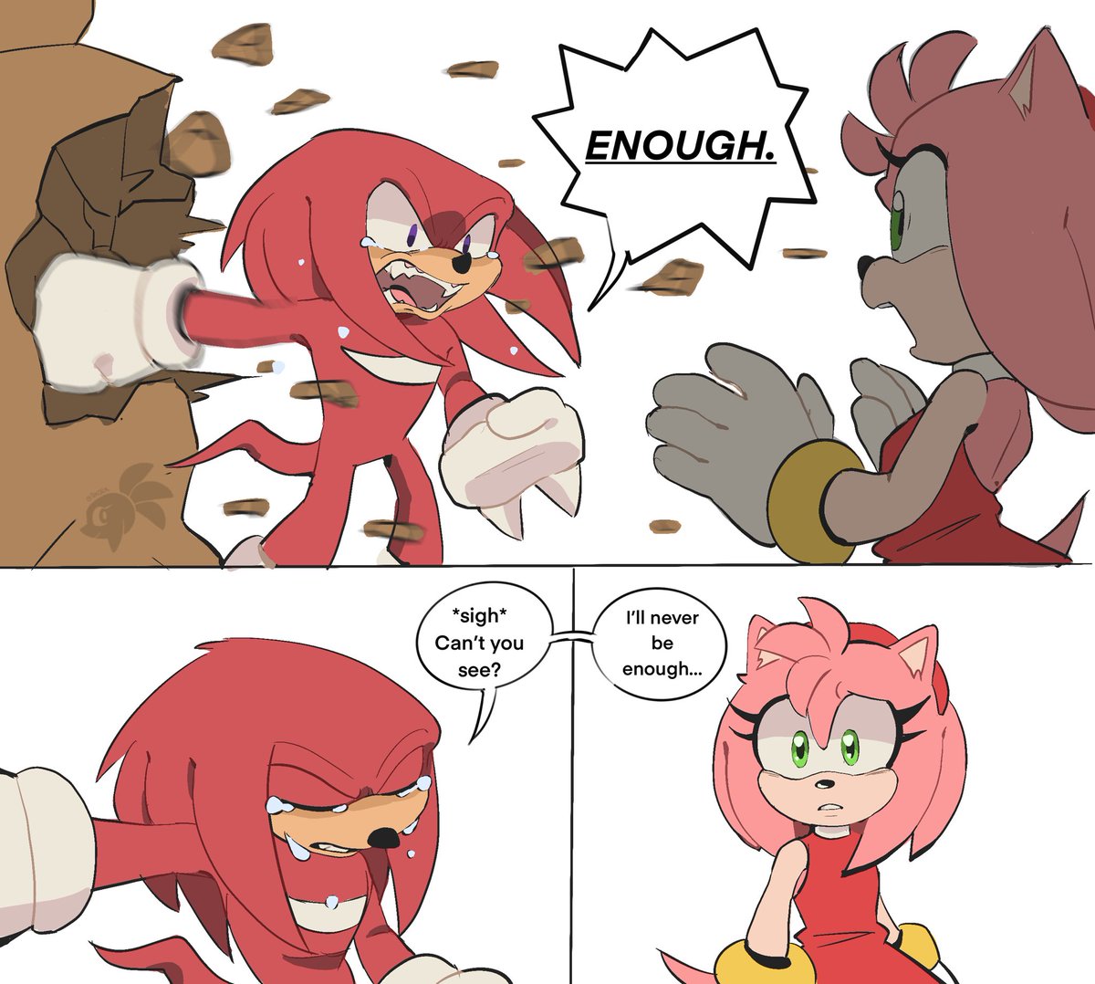 QKora01's tweet image. Frustrated.
#SonicTheHedgehog #sonic #sonicfanart #KnucklesTheEchidna #AmyRose