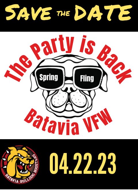 Bataviaboosters's tweet photo. We are excited to announce the Batavia Booster Club Spring Fundraising event is back! Save the date - Saturday April 22nd @ 6pm - stay tuned for more details @BataviaAthletic https://t.co/CnkMKhkran