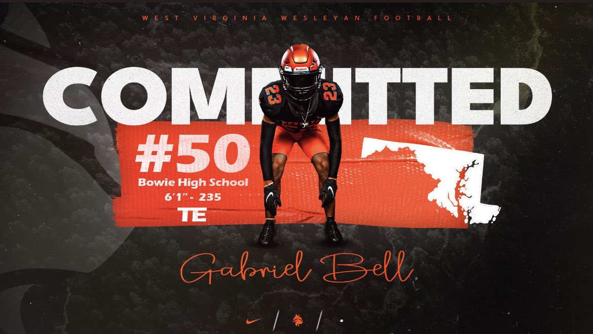 GabrielBell13's tweet photo. I’m 100% committed to West Virginia Wesleyan College. GO BOB CATS! @Martind_Gator @CoachDom88 @BowieHighFB https://t.co/JnJni5V3GX