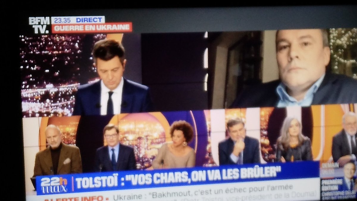 Le vice président de la Douma Piotr Tolstoï et les journalistes de BFM TV ont enchaîné les provocations ce soir. Pas une fois la paix entre les peuples a été évoquée. La 3e guerre mondiale frappe à la porte. Je m'en vais écouter le Déserteur de Boris Vian. #3eguerremondiale