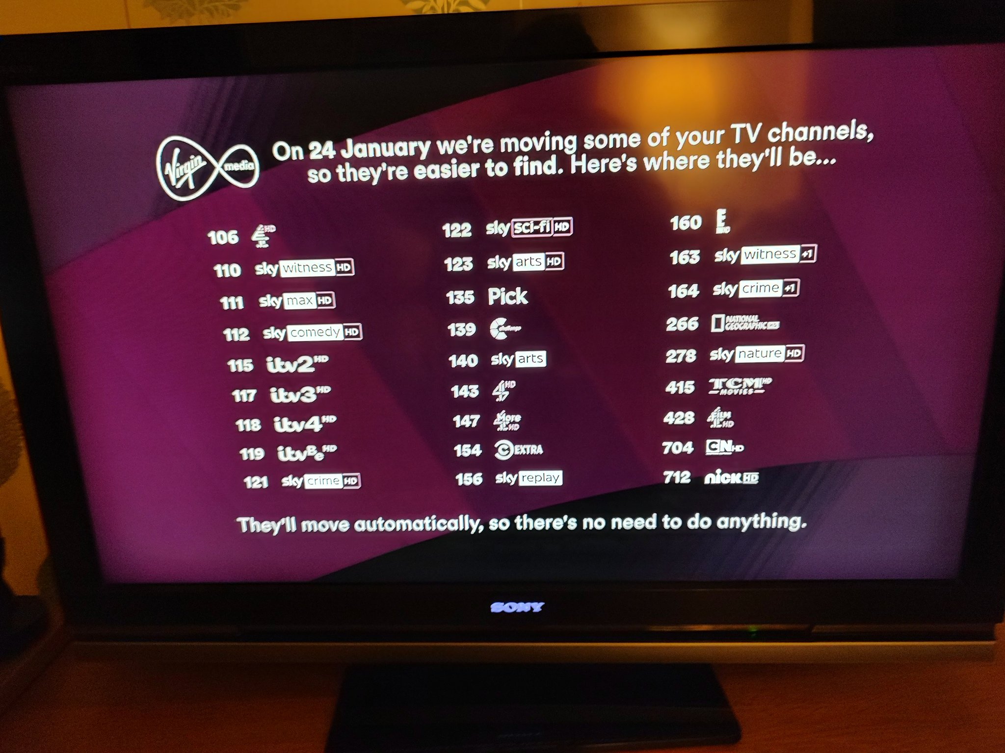 RegularCapital على X: Big channel reshuffle on Virgin Media from tomorrow  (24th January) where HD channels will move into SD channel slots. Cartoon  Network UK HD will move to Channel 704. E4