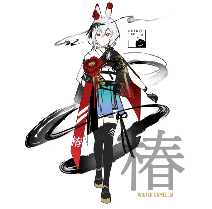it's an alt outfit design I did for myself with the concepts of winter camellia flowers x techwear x kimono and haori 