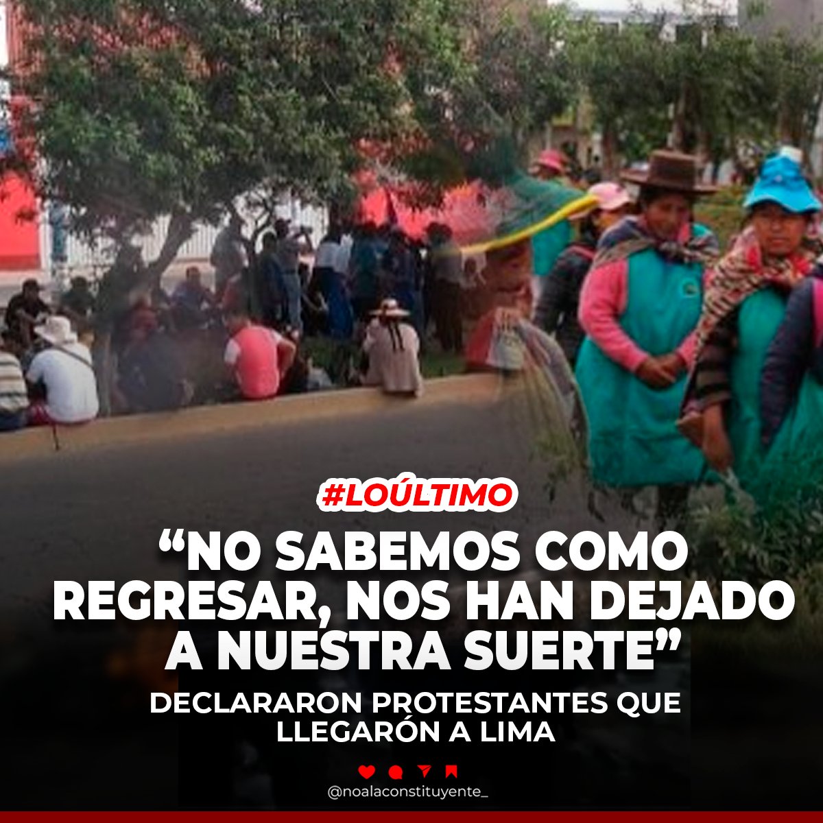 #EMERGENCIA  🚨🚨 Protestantes que llegaron a Lima, no saben como regresar a sus regiones, "Nos han dejado a nuestra suerte" 🚨🚨

#NoalaAsambleaConstituyente #NoALaDictadura #democracia #YoTrabajo #YoNoParo