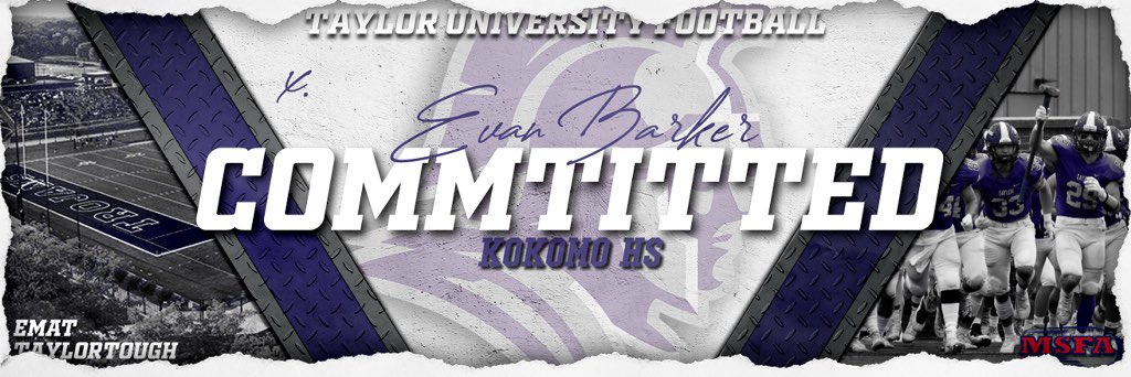 evanbarker413's tweet photo. I have decided to further my academic and athletic career at Taylor University. Thank you @Coach_Mingo and @Coach_Flannery  for the opportunity to play the game I love. Thank you to everyone who has helped me to this point. GO TROJANS🟣⚪️ https://t.co/eVuyi6eYWj