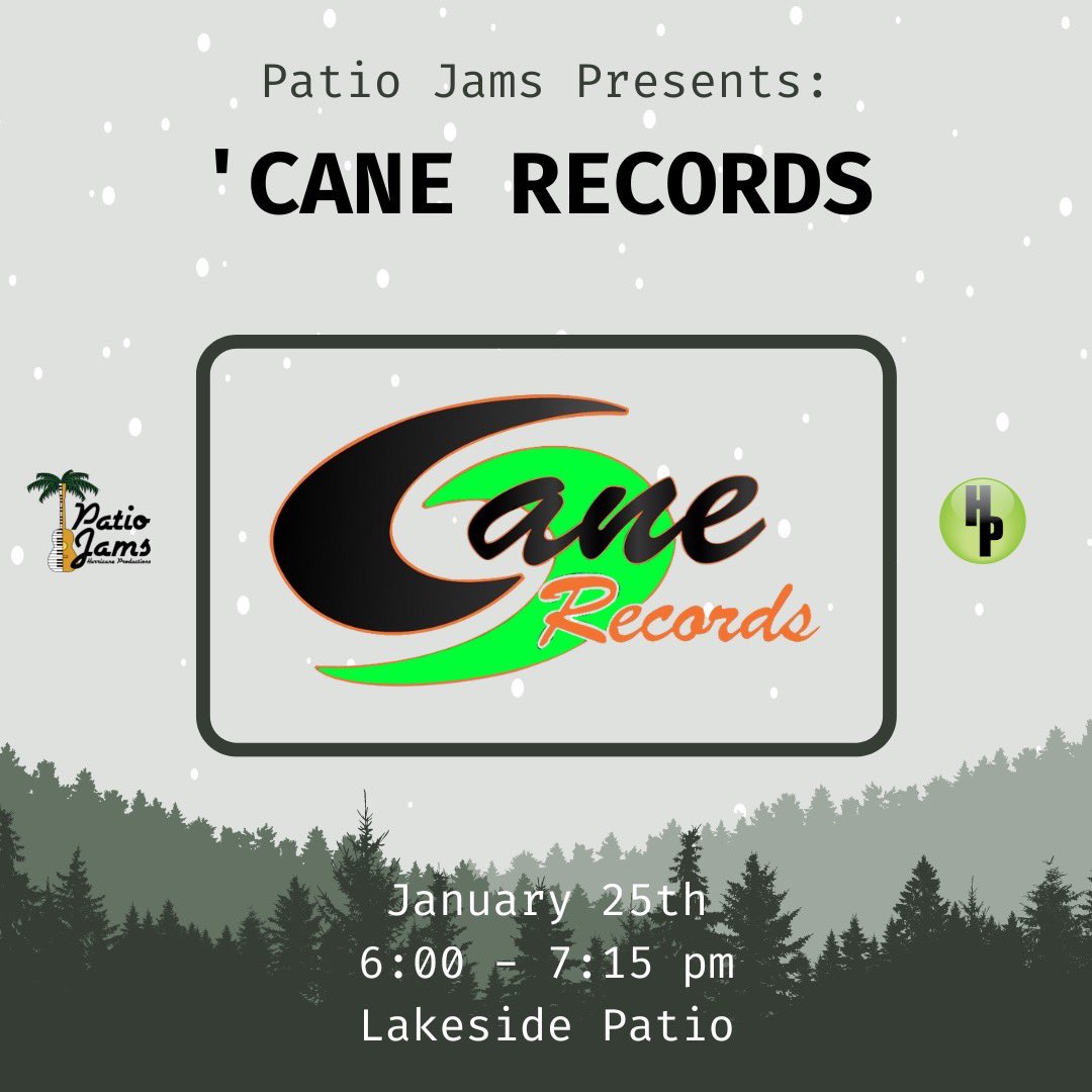 Come see your favorite ‘Cane Records artist perform at Patio Jams this Wednesday 1/25 from 6 - 7:15 pm!! 🎤🧡💚
#miami #liveperformance #umiami #recordlabel
