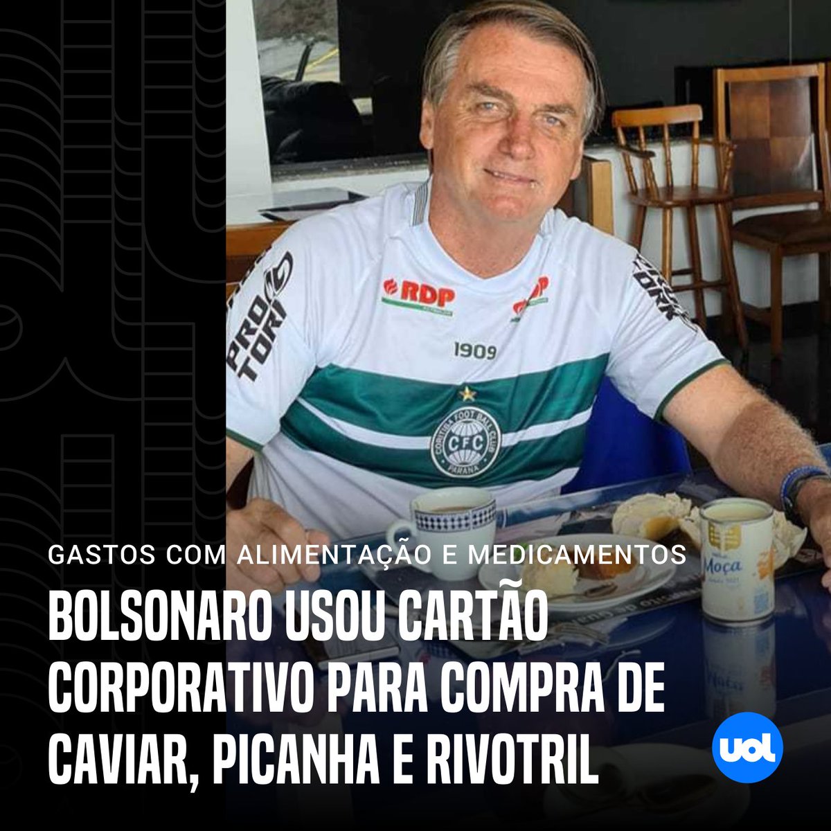 UOLNoticias's tweet image. ➡️ Bolsonaro usou cartão corporativo para compra de caviar, picanha e rivotril