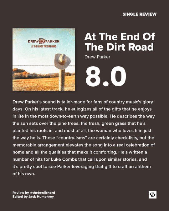 CountryCentral's tweet photo. .@drewparkerplays “At The End Of The Dirt Road” https://t.co/MOLXMbU3et