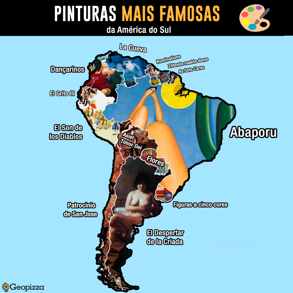 Geopizzza's tweet image. Se liga nas pinturas mais famosas de cada país sul-americano 🎨👇