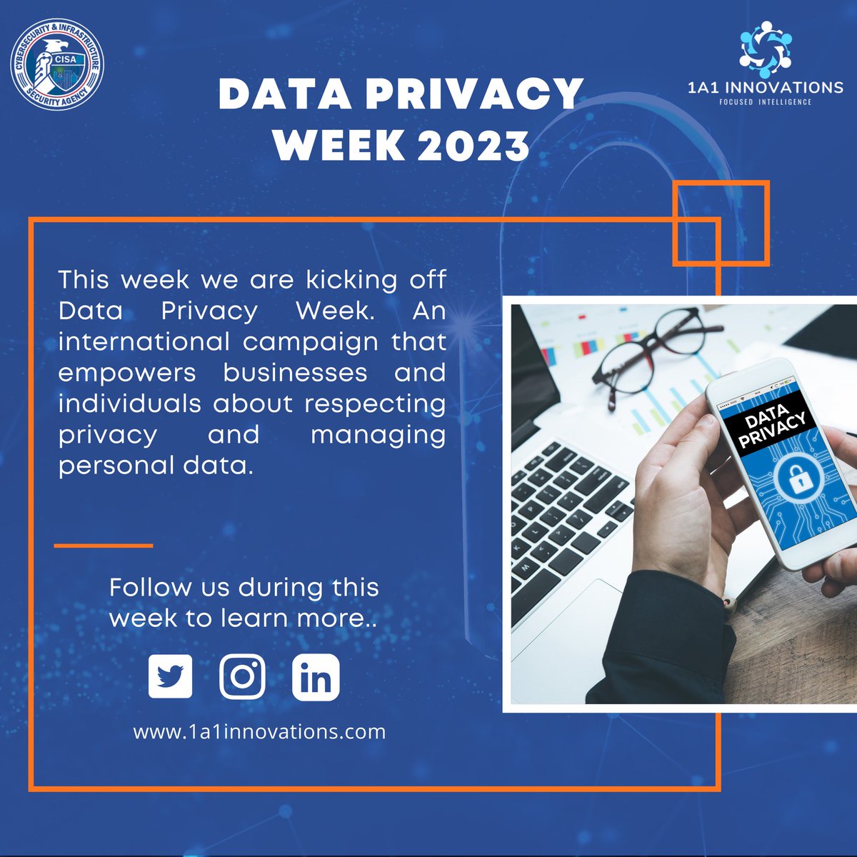 1A1_Innovations's tweet image. It is #Datasecurityweek, a week to raise awareness about the importance of keeping your privacy and maintaining your data secure.  
Follow us to learn more about data security.
 
#1a1innovations #datasecurity #datasecurityweek #staysafeonline #dataprivacyweek #data #privacy