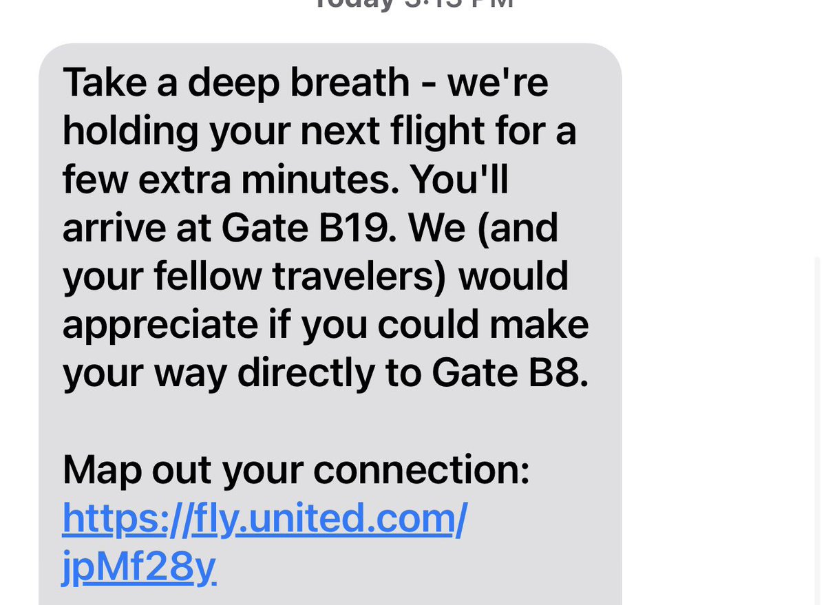 kmlkerr's tweet photo. @united in all the years I was Exec Plat on American I never once had a plane held for me. Way to go United. This was awesome to receive. https://t.co/BtNK1dotLW