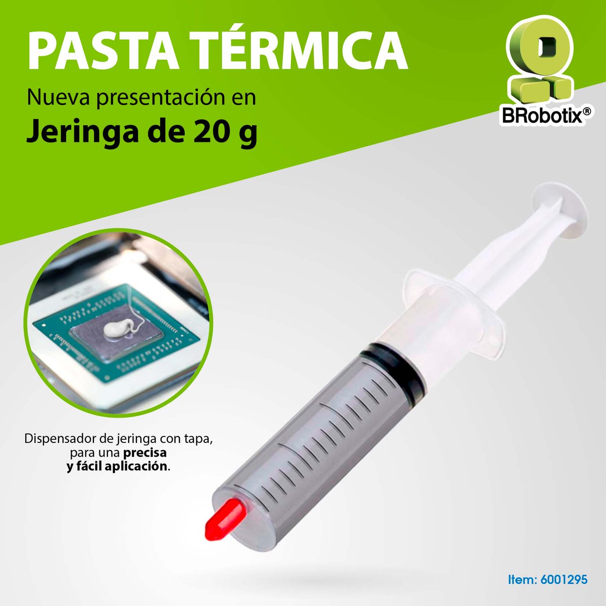 ¿Ya conoces nuestra nueva presentación de Pasta térmica #BRobotix? 💯 Ahora en jeringa de 20 g, más rendidora ✅ tu solución al instalar componentes internos.
#SomosSoluciones #pastatermica #cpu #componentes #pccomponentes