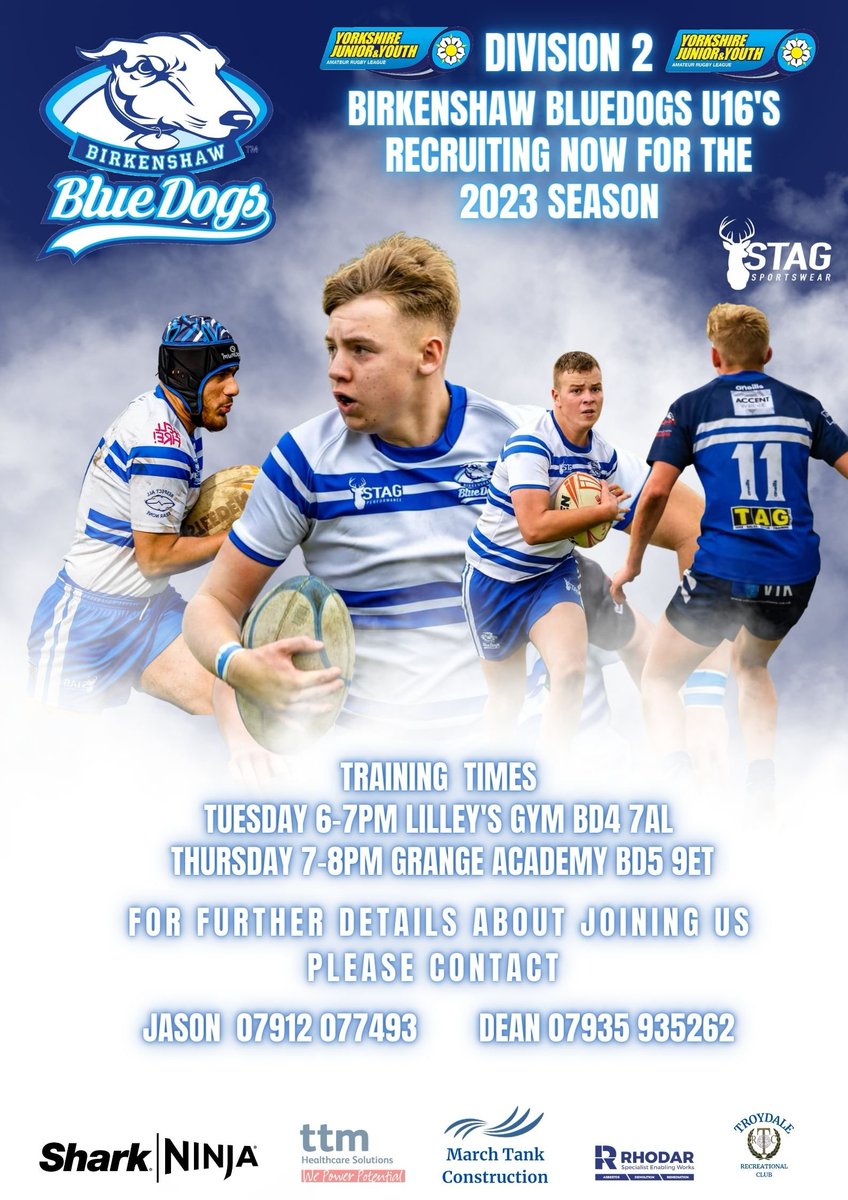 Birkenshaw BlueDogs U16's are looking for additional players to compliment our existing Squad for the 2023 season. @BullsFoundation @RugbyLeeds @BBGAcademy @GiantsCT @BatleyRLFC