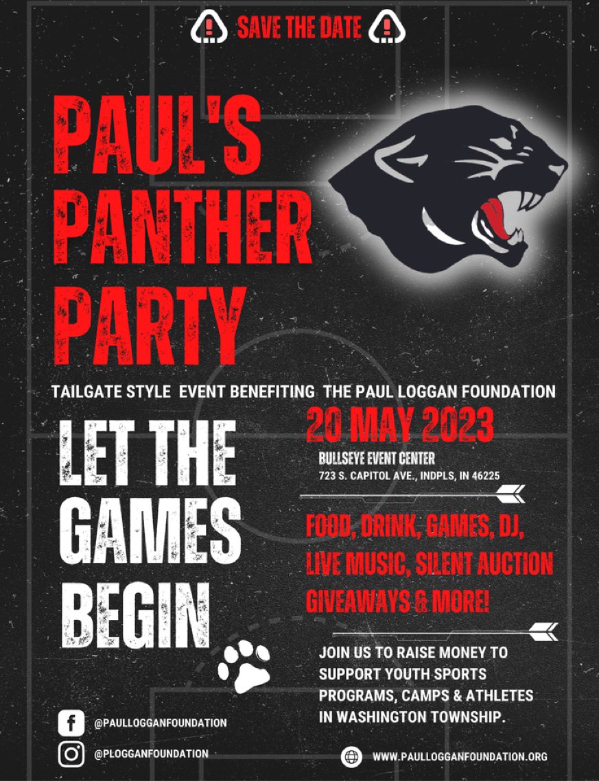 It’s year 3 for the P3 be sure to mark your calendars for May 20th for Paul’s Panther Party and supporting a great cause. #PaulStrong