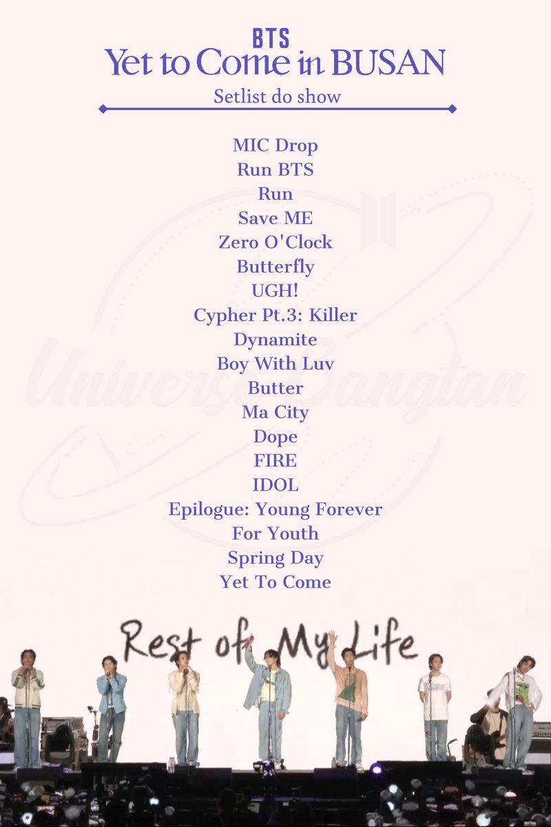 UniversBTS_'s tweet photo. 📍Preparamos a setlist aqui e no spotify pra vocês que estão perdidos que músicas serão no “BTS Yet to Come In Cinemas”. 

Salvem, compartilhem! Estamos muito perto para ter um dia incrível com nossos meninos! 🥺🫂💜

🖇️ https://t.co/hDHAU0dmzX

#BTSYetToComeinCinemas https://t.co/Kn8jptY0Aj