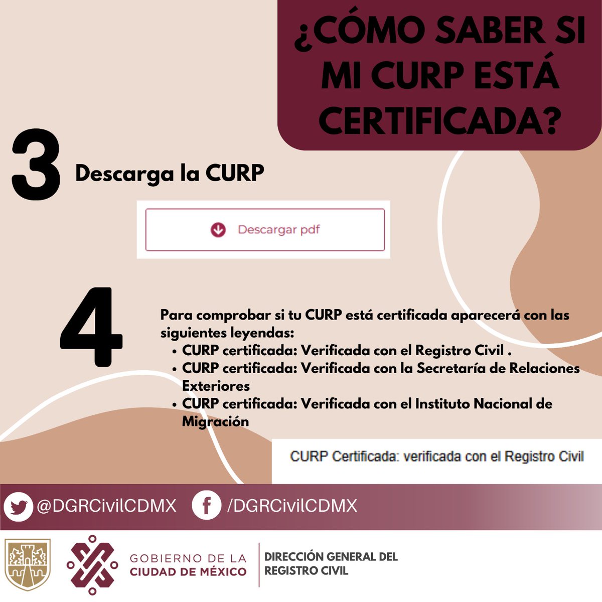 DGRCivilCDMX's tweet photo. 📄Conoce los pasos para poder certificar tu CURP y las causas por las cuales no está certificada
#ElRegistroCivilInforma
#ElRegistroCivilSeTransforma https://t.co/O7DitbMu0p