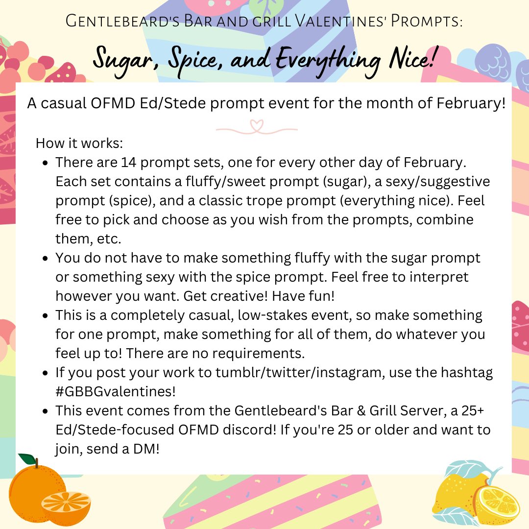 sovngarde's tweet image. Gentlebeards Bar and Grill Discord server is doing a #gentlebeard centric art &amp;amp; fic prompts event all throughout the month of February. Start planning your creations now and come join us! #GBBGvalentines