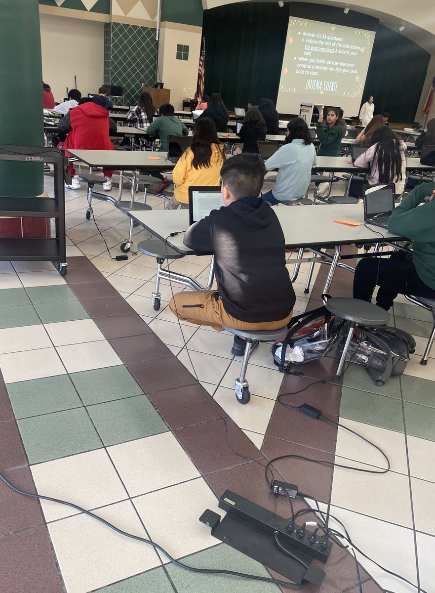 130 6th graders participated in the -st day of Spanish for Native Speakers screening test today! We’re excited to keep growing our foreign language program at the Big K💚💛 <a href="/kahlams/">Kahla Middle School</a> <a href="/CFISDLOTE/">CFISD LOTE</a> 

A huge shoutout to all the staff that helped with test monitoring today!