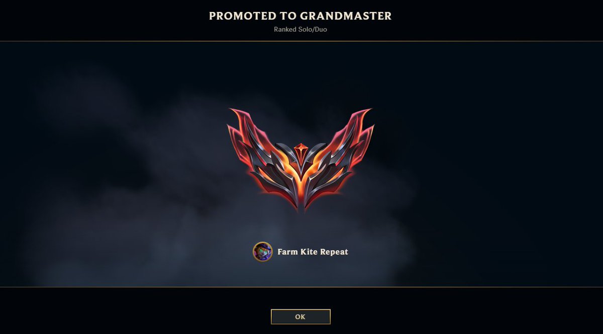 FarmKiteRepeat's tweet image. Grandmaster ✅ #LeagueOfLegends