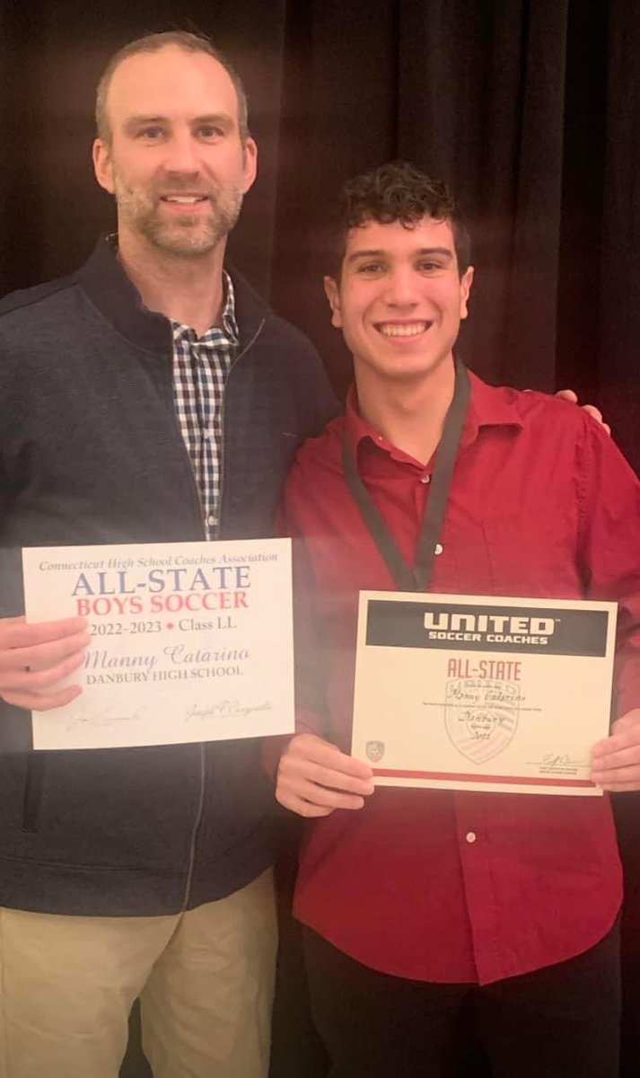 Congrats to Manny Catarino on his All-State soccer award!
<a href="/ChipSalvestrini/">Danbury HS Athletics</a>