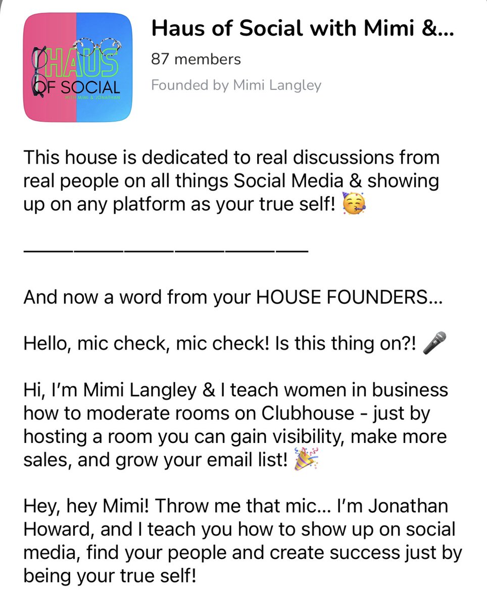 it’s a thing with <a href="/mimilangley__/">Mimi Langley</a> and the first room happened today. Real discussions with real people showing you how to show up as yourself on all social media platforms! Looking forward to great convos, new people, and audience growth!