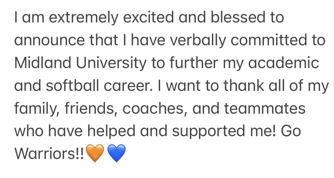 So excited to be a Warrior!!🧡💙<a href="/MidlandUSB/">Midland Softball</a>