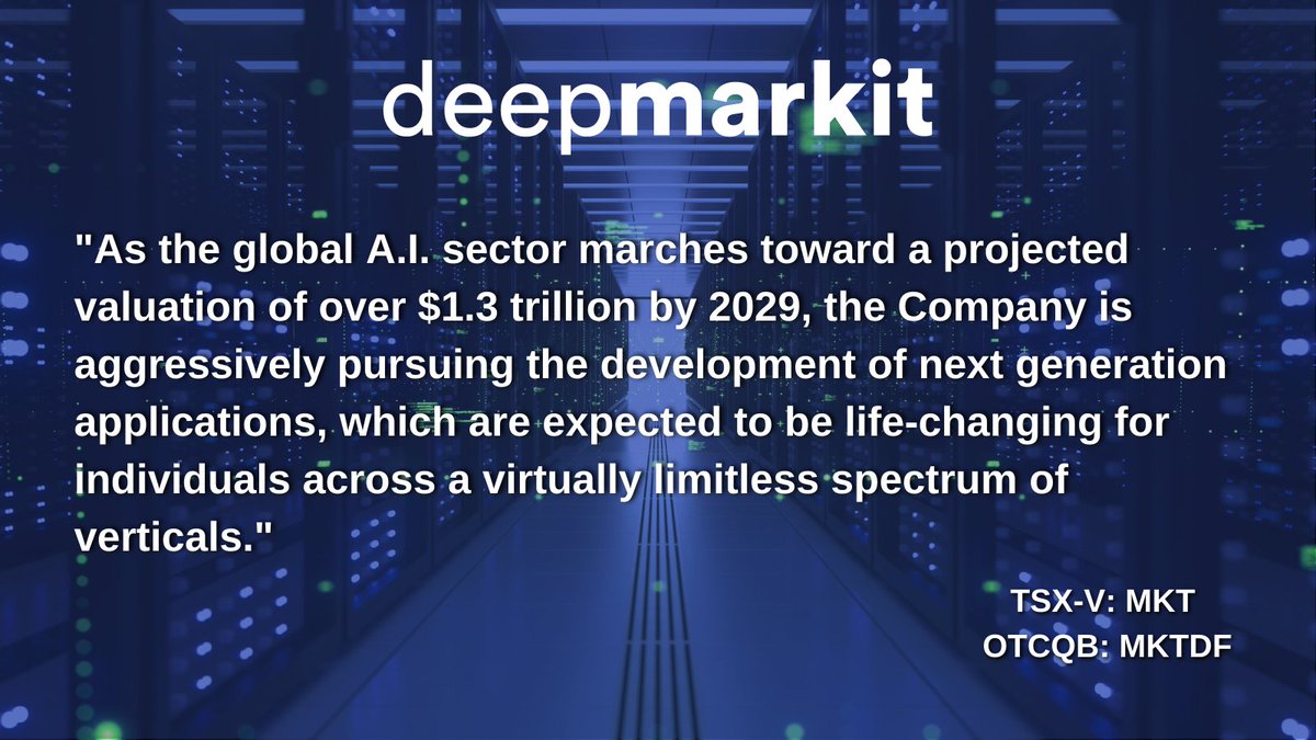 NEWS ➡️ DeepMarkit #AI Subsidiary Explores Natural Language Opportunities

DeepMarkit has begun exploration of Large Language Models (“#LLMs”) (popularized by #ChatGPT), with potential for application across a broad range of industries.

$MKT.V
$MKTDF

deepmarkit.com/news/deepmarki…