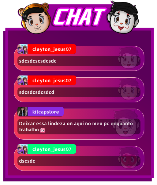 cleyton_jesus07's tweet photo. Custom chat (small change) - athenaandrades(@nathyandrades);
#html #css #js #chat #obs #streaming #customchat #streamelements #twitch #twitchstreamer https://t.co/HRScqa8AHW