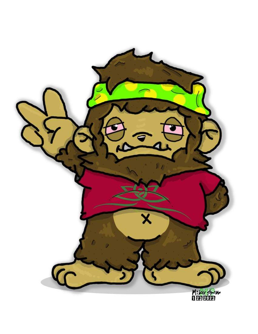 let me introduce you to bobquatch! 
.
.
.
.
.
#bigfoot #fatmikeart #art #cartoon #cartoonartist #mascots #bigfootcartoon #canadianpunk #hippy #artistsoninstagram #artist #artwork #cutecharacter #canadian #stthomasproud #streetartist #budtender #BBE #alwaysworking #artistsupport