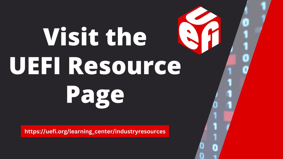 UEFIForum's tweet image. Check out the #UEFI Forum Resource Page to find industry presentations, articles, and podcasts available covering recent #firmware and #platformsecurity updates: bit.ly/3BZ9t3V