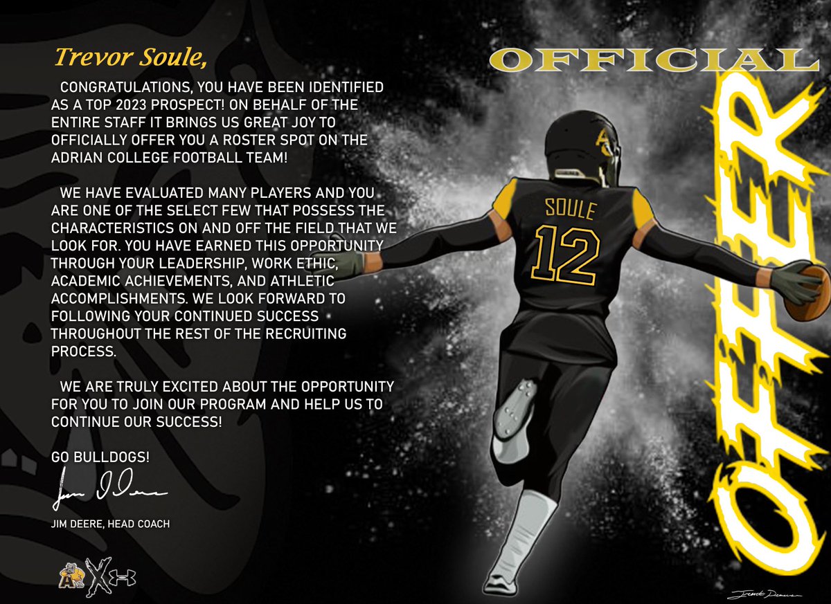 soule_trevor's tweet photo. Excited to say I’ve received another offer to play college football at Adrian College! @AdrianCollegeFB @CoachDemeuse https://t.co/5P5y9N6fFs