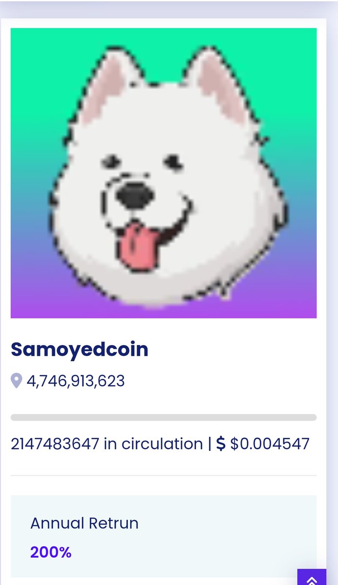 shitcoinstake's tweet image. Staking of @samoyedcoin Samoyedcoin have started. 
#Litecoin #1bitcoin #decentralized