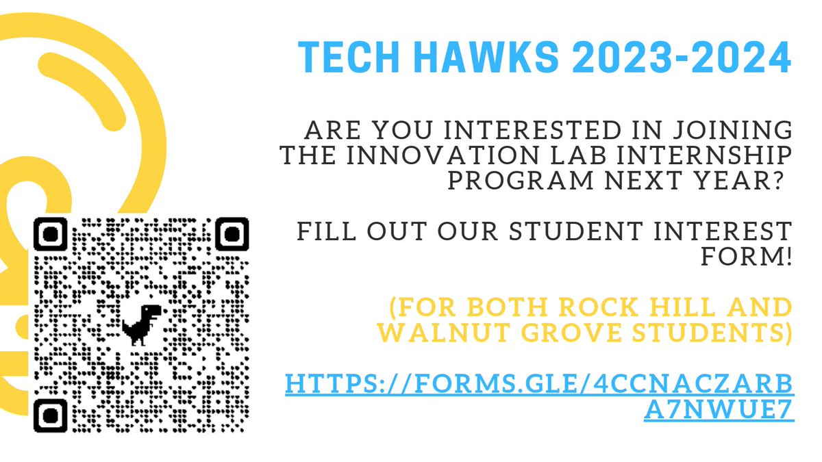 Erin Morris (@mrsmorris314) on Twitter photo Do you enjoy making and creating? Are you you problem solver and like to think outside the box? Do you enjoy helping other students and teachers? Then Tech Hawks might be for you!
Stop by the library circulation desk for more information.
<a href="/RockHillHS/">Rock Hill High School</a> <a href="/WalnutGroveHS/">Walnut Grove High School</a> Do you enjoy making and creating? Are you you problem solver and like to think outside the box? Do you enjoy helping other students and teachers? Then Tech Hawks might be for you!
Stop by the library circulation desk for more information.
<a href="/RockHillHS/">Rock Hill High School</a> <a href="/WalnutGroveHS/">Walnut Grove High School</a>