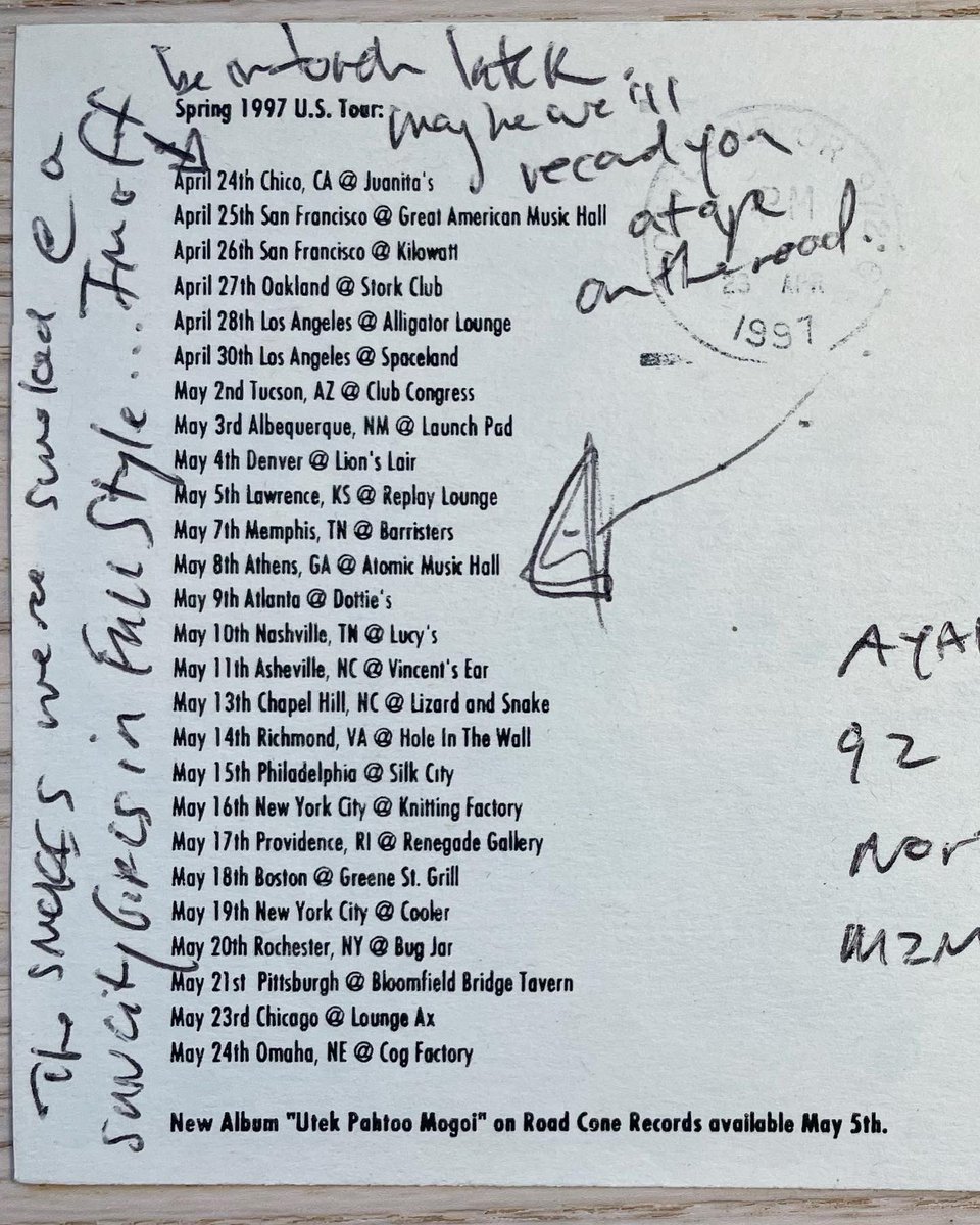 medusaeditions's tweet photo. this is where we play ‘who wrote this to me in 1997?’ #JeffFuccilo? #irvingklawtrio #roadcone #unionpole #utekpaktoomogoi https://t.co/tJGS4TdWtT