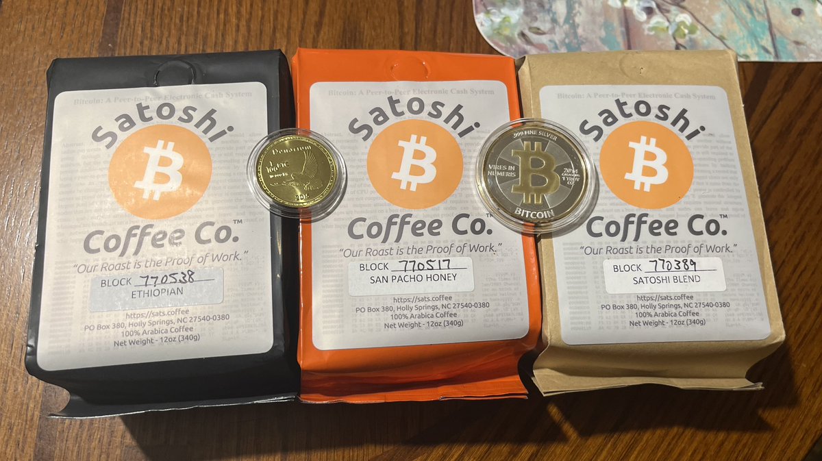 MoparMiningLLC (@moparmining) on Twitter photo Today’s mail call - 3 different coffees from <a href="/satscoffee/">Satoshi Coffee Co.⚡️☕️</a> - finally got a #bitcoinbowl #casascius coin to go with my jersey, patch, program and ticket stub - still need the ring and ball. Also received a .01 funded 2015 #denarium coin. Today’s mail call - 3 different coffees from <a href="/satscoffee/">Satoshi Coffee Co.⚡️☕️</a> - finally got a #bitcoinbowl #casascius coin to go with my jersey, patch, program and ticket stub - still need the ring and ball. Also received a .01 funded 2015 #denarium coin.