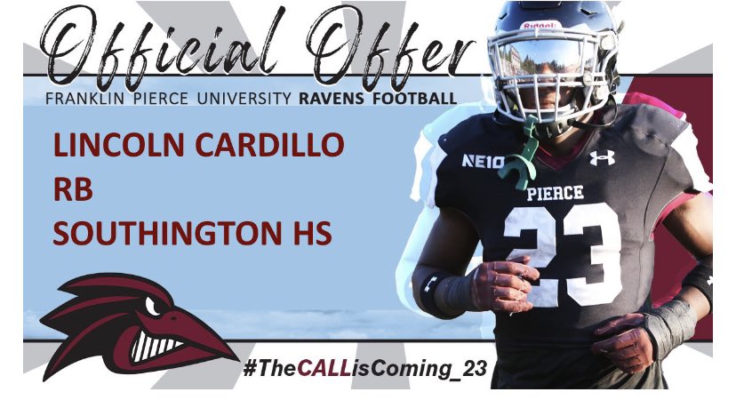 Lincoln Cardillo (@lincolncardillo) on Twitter photo After a great talk with <a href="/Coach_GAS/">Russell Gaskamp</a>, I am honored to say I got my first division 2 offer at Franklin Pierce University! @SouthingtonFB After a great talk with <a href="/Coach_GAS/">Russell Gaskamp</a>, I am honored to say I got my first division 2 offer at Franklin Pierce University! @SouthingtonFB
