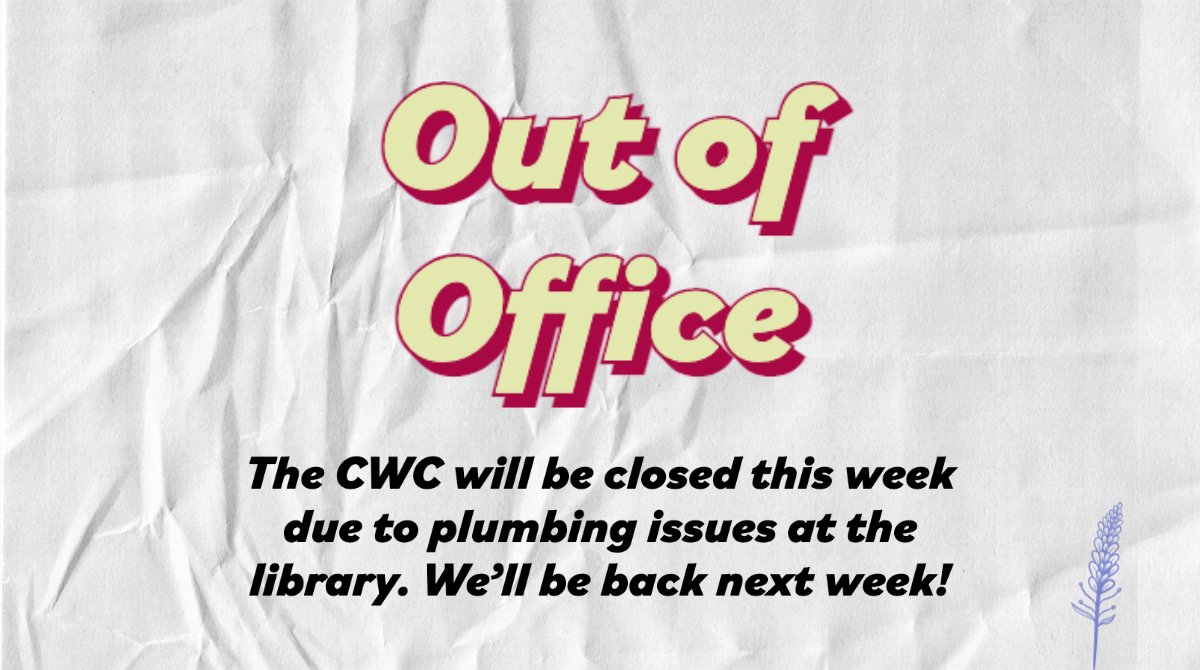Hi all! Unfortunately the CWC will be closed for the week due to plumbing issues. Apologies for any inconvenience this causes. 

In the meantime, feel free to make a virtual appointment and reach out if you have any questions. We’ll be back next week!

slcc.edu/cwc/writing-co…