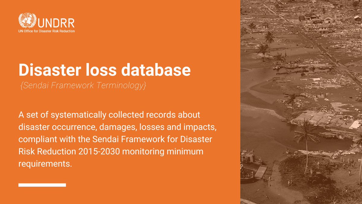 Monitoring disaster loss and damage is part of risk governance. Effective disaster loss accounting requires:

🌎Government leadership
📆Context-specific design
🎓Capacity and skills development
📶Inclusion in the digital ecosystem
📕Learning and sharing 

ow.ly/eu5050MxWWn