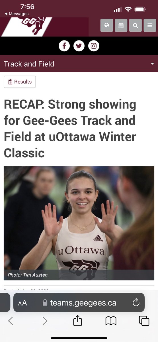 That’s our girl!  Xo RECAP: Strong showing for Gee-Gees Track and Field at uOttawa Winter Classic teams.geegees.ca/sports/track/2…