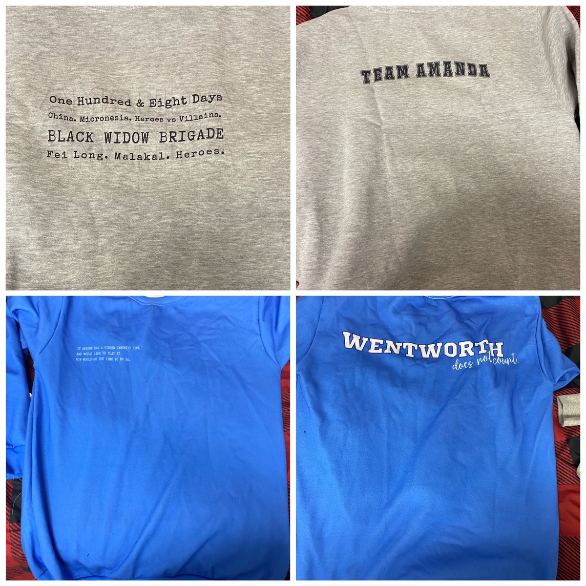 Thanks to the amazing <a href="/lolly_alexandra/">Lauren Alexandra O’Connell</a> I now have a sweatshirt for each of my two all time fave survivor players!! Thanks so much Lauren I love them both!!